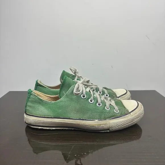 Vintage 80s Converse Low Shoes Sneakers Green Men's Size 6 Distressed